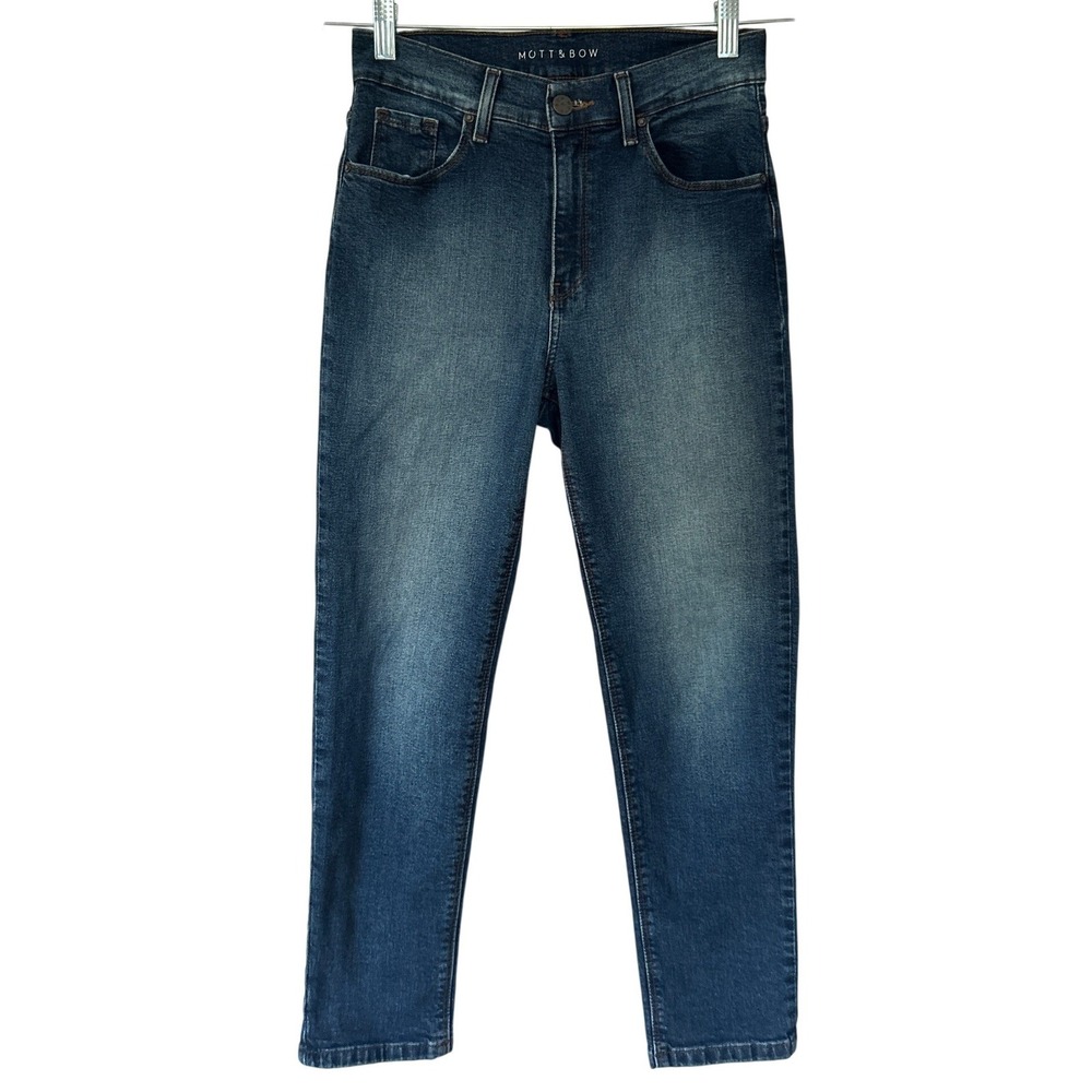 Mott & Bow High Rise Mom Ridge Jeans 27x26 Dark Wash Cropped Ankle Classic Denim